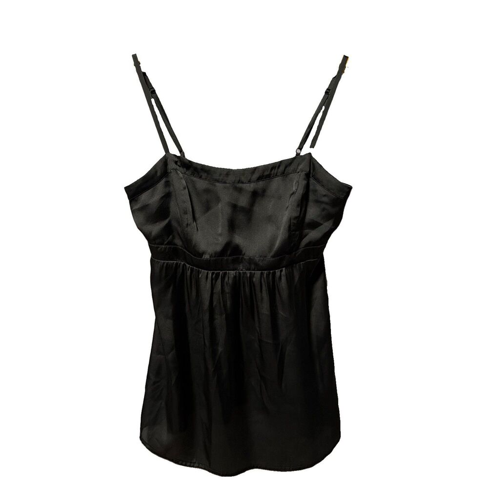 CAbi Black Spaghetti Strap Tank Top Blouse Womens Size 8 Adjust Boho Layers
